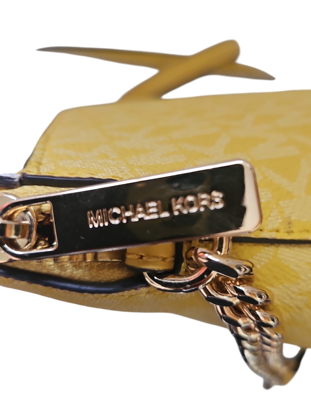 Michael Kors MK Signature Colorblock Dome Crossbody | Yellow/Vanilla/Brown | Cha - Picture 5 of 5
